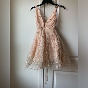 Mable Star Mesh Strap Shoulder Mini Dress